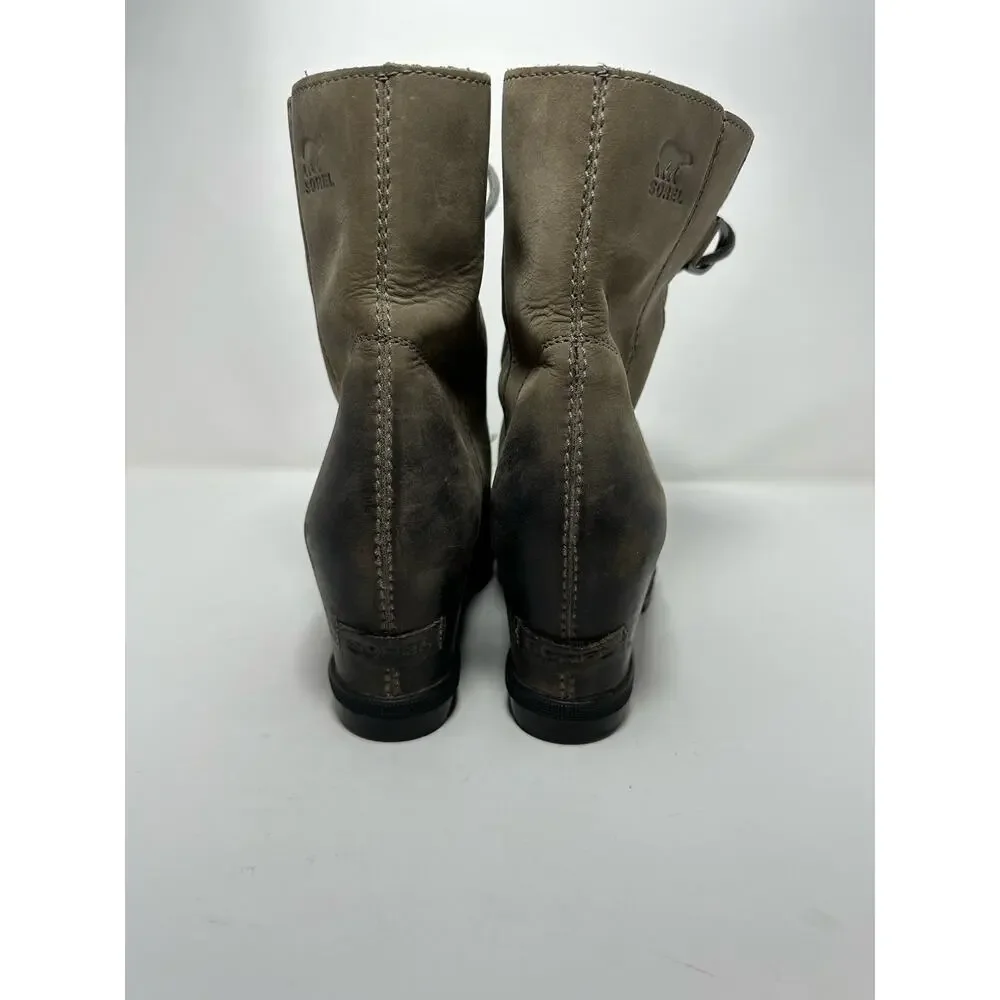 SOREL Women's Joan of Arctic Wedge II Quarry Combat Boots US 9.5